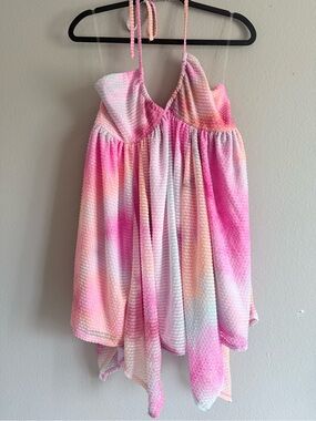 Pink Multicolor Tie-Dye Halter Too